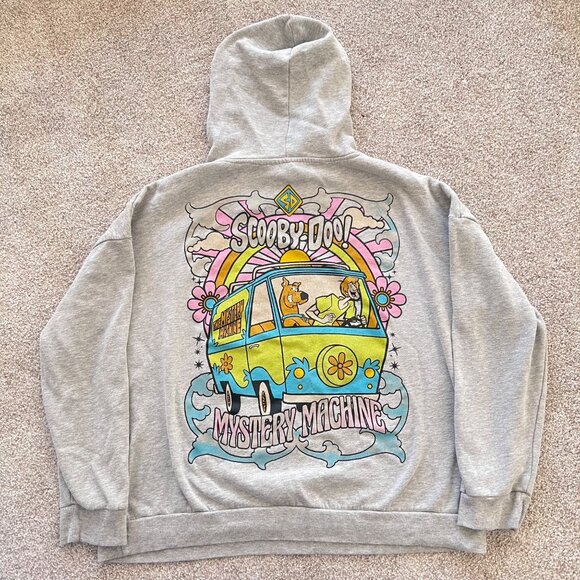 Vintage Scooby-Doo Mystery Machine Gray Colorful Graphic Print Hoodie XL - Picture 2 of 8